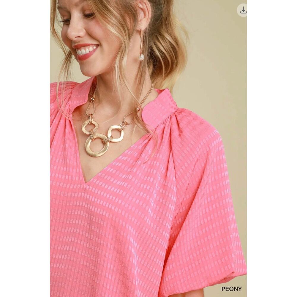 Umgee- Striped Silk Jacquard Blouse - Small - Picture 4 of 5